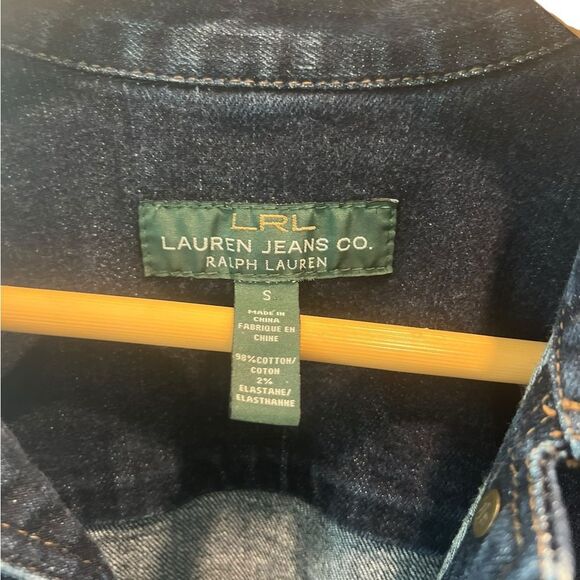 LRL Lauren Jeans Co Ralph Lauren Dark Wash Stretch Denim Jean Jacket Size Small - Picture 6 of 6